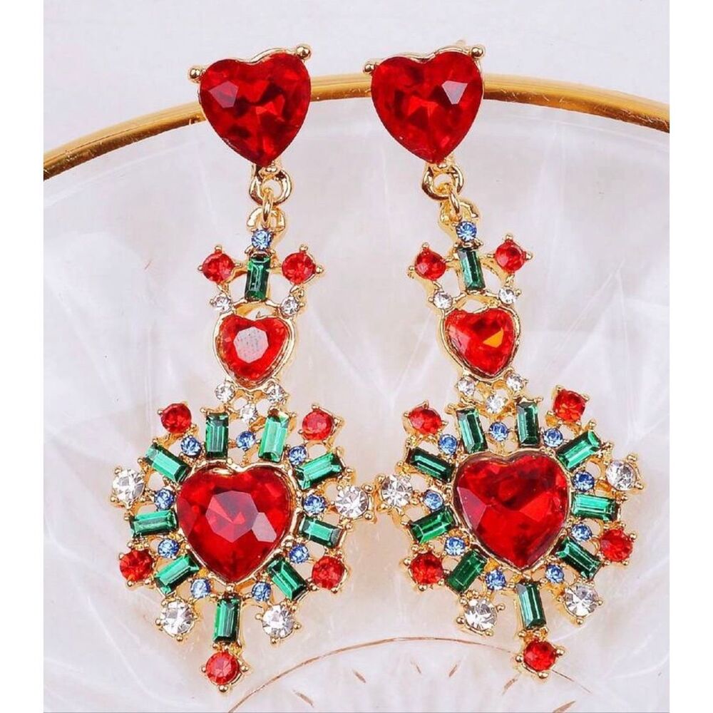 Rhinestone Heart Earrings